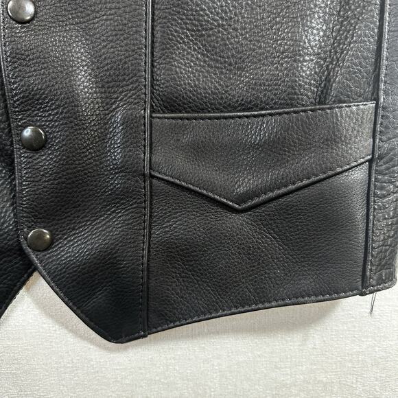 Event Leather Black Motorcycle Leather Vest Men's 44 Riding Club - Picture 3 of 10